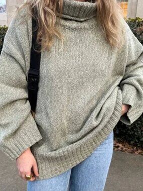 James Street Co Finn Turtleneck Sweater L/XL | 100% RWS Merino Wool | Oversized